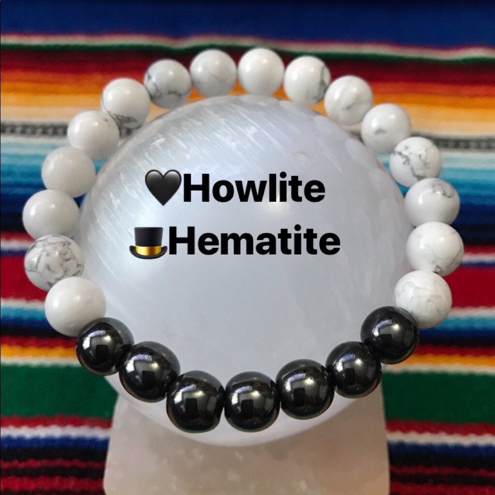 Howlite and hematite handmade bracelet